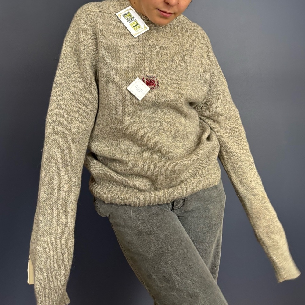 Hand-Mended Darned Vintage EMS Wool Sweater